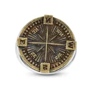 Men's Compass Antique-Finished Signet Ring in Sterling Silver and Bronze