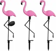 3 Pieces Flamingo Solar Flamingo Lights Outdoor Yard Waterproof Flamingo Stake Decorations Lawn Garden Christmas Patio Pond Ground Backyard Decor