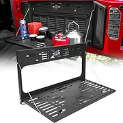 OFFROAD GAMERS Drop Down Tailgate Table for 2007-2024 Wrangler JK & JL, Rear Trunk Foldable Cargo Shelf Storage Molle Panel Cargo Luggage Holder Carrier Wrangler Camping Accessories