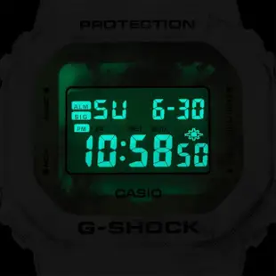 【CASIO 卡西歐】G-SHOCK 冬季森林 雪地迷彩手錶(DW-5600GC-7)