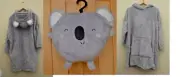 New M&S Kola Fleece Snuggle Grey Hooded Blanket Age Approx 9-12 yrs - large