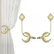 Brass Curtain Holdback for Wall,Moon Shape Decorative Curtain Hooks,Metal Curtain Tiebacks,Heavy Duty Handmade Tie Back Hooks,Wall Hook for Curtain