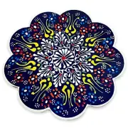 Ceramic Trivet Tile Iznik Style Turkish Pottery Art Floral Bohemian 7”