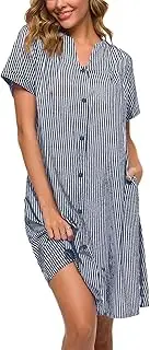[YOZLY] House Dress Women Cotton Duster House Coat Button Down Nightgown Lounger
