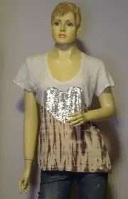 BNWT SASS & BIDE "Ladies of The Canyon" Sequin Heart Jagger Tee - Size Medium
