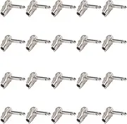 20Pcs 90Degree Right Angle 6.35 mm Mono 2 Pole Jack Plug 6.35mm Guitar Phono Pancake 1/4 Inch Connector,Silver
