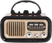 Gugxiom Retro Radio with Bluetooth Speaker, Solar Powered AM FM Radio, USB and Memory Card Playback with Rechargeable Battery for Camping and Outdoor (Black)