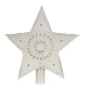 TREE TOPPER STAR WHITEWASHED Tin Metal Christmas Decoration Holiday Primitive 9"