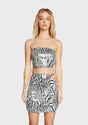 [Pretty Garbage] Zebra Sequin Tube Top