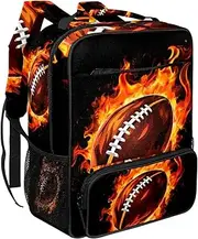 Travel Backpack for Women,Backpack for Men,American Football in Fire,Backpack, D1bs7afhtpfn, 14.4x11.6x5.7 in