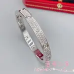 若希二手 CARTIER 卡地亞 N6033606 LOVE系列 18K 白金/玫瑰金 寬版 滿天星 滿鑽 手環 手鐲