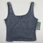 Wild Fable Cropped Tank Top Womens L Blue Indigo Ribbed Rayon Stretch NWT