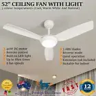 Vevare 52" Ceiling Fan with Light and Remote Control 5 Speed Fans DC Motor White