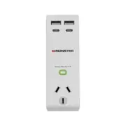 Monster Single Socket Surge Protector with USB-C & USB-A Ports - White