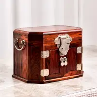 在飛比找樂天市場購物網優惠-免運 實木首飾盒飾品收納盒 酸枝紅木首飾盒珠寶中式復古收納盒
