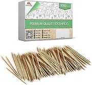 1000 Pcs Bamboo Toothpicks - Double Pointed Wooden Toothpicks - for Personal Hygiene, Appetizer Skewers, Cocktail Sticks, Toothpick or Arts & Crafts - by Mobi Lock