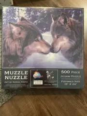 500 Piece Jigsaw Puzzle Wolfs “Muzzle Nuzzle” Art By Daniel Smith 18”x24” New