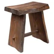 Nordic Teak Rustic Teak Wood Shower and Bath Stool with Curved Seat