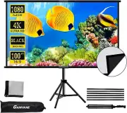Projector Screen with Stand 100 inch,Indoor Outdoor Projection Screen with Black