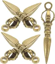 KONTONTY 5Pcs Brass Vajra Pestle Pendant Keychain Retro Decorative Ornament for Buddhism DIY Craft and Unique