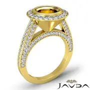 Round Cut Semi Mount Halo Bezel Diamond Engagement Ring 14k Yellow Gold 1.7Ctw