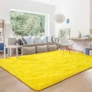 Yellow Fluffy Rugs for Living Room Large Area Rug 6 x 9 Shaggy Rugs for