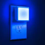 Blue Night Lights Plug into Wall 2-Pack, 0.3W Plug in Night Light, Dusk to Dawn,