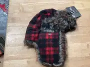 Zan Headgear Trooper Hat Plaid (OSFM, Red Plaid) WTH068
