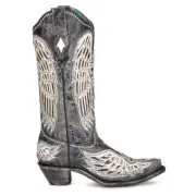 Corral Boots Cross And Wings Overlay Studded Snip Toe Cowboy Womens Black Casua