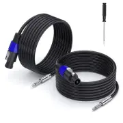 2 Pack 3 feet Speakon to 1/4 Male Speaker Cables Professional 12 Gauge Heavy