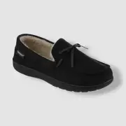 Isotoner Men's Black Memory Foam Microsuede Nigel Moccasin Slippers 9.5-10.5