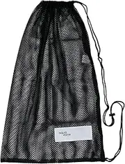 Drawstring Sports Equipment Mesh Bag for Swimming Beach Diving Travel Gym Ball (Black)