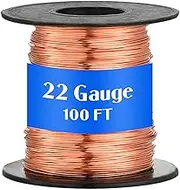 Therwen 100ft 22 Gauge Copper Wire for Gardening, Electroculture, Bonsai, Jewelry Making Beading DIY Craft Pure Bare Copper Wire Spool (0.024'' Diameter)