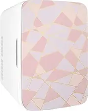 Cooluli 10L Mini Fridge for Bedroom - Car, Office Desk & Dorm Room 12v Portable Cooler Warmer Food, Drinks, Skincare, Beauty Makeup AC/DC Small Refrigerator with Glass Front, Fractal Pink