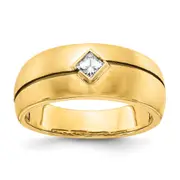 14K Yellow Gold Real Diamond Enameled Men's Ring