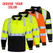 5 PACK Hi Vis Polo Shirt ANSI Reflective Safety Long Sleeve HIGH VISIBILITY