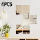 4x Mirror Wall Stickers Removable Wall Sticker Art Frameless Wall Mirror Mirror