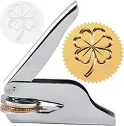 CRASPIRE Four-leaf Clover Embosser Stamp 1.6in Stainless Steel Seal Hand Held Embossing Sealing Stamp Book Lovers Teacher Ex Libris Library Notary for St. Patrick's Day Gift Envelopes Napkins Paper