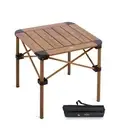Lightweight Stable Alu. Folding Square Table Roll Up Top with Carry Bag for C...
