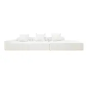 [James Lane] Riley Linen Pure White Modular Sofa - 1x Arm, 2x Armless, 1x Right Terminal