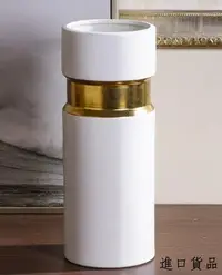 在飛比找Yahoo!奇摩拍賣優惠-現貨歐式陶瓷白色鍍金花瓶 陶藝品手工陶瓷瓶擺件 簡約清新白色