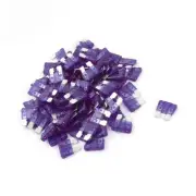 100 Pcs Auto Car Purple Plastic Coated Mini Blade Fuses 3A