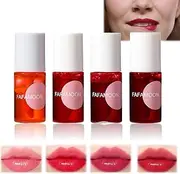 4 Colors Lip Tint Stain Set, Watery Lip Tint Mini Liquid Matte Lipstick, Lip Stain Long Lasting Waterproof, Korean Lip Gloss Moisturizing Natural, Multi-Use Lip and Cheek Tint, Lightweight Non-sticky