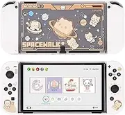 GeekShare Protective Case Slim Cover Case Compatible with Nintendo Switch OLED and Joy Con - Shock-Absorption and Anti-Scratch - Space Cat