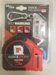 26' Foot QUICKDRAW PRO Self Marking Measuring Tape Built in Pencil Power Locking