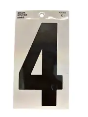 Everbilt 5” Reflective Number 4 NEW 675 811 Mailbox House Self Adhesive Black