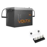 VoltX 12V 200Ah Lithium Battery + Bus Bar M8 Power Distribution Terminal Block (4 GANG 300A Black)