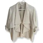 Chico’s NWT Drape-Front Crop Spring Jacket Size 3 or US XL Ivory/Cream