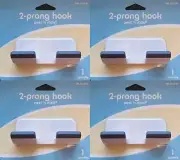 New 4pk 3.5"x1.5" HOMZ PEEL N STICK 2 PRONG HOOKS bathroom clip towel holder H53