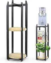 Water Dispenser Floor Stand, 34" Glass Beverage Dispenser Stand, 3 Tier Stable Water Jug Stand for 1-5 Gallon Water Bottles/Crocks for Kitchen,Living Room,Office,Coffee machine, Plant Stand-Grey